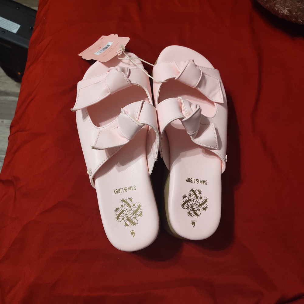 Pink Slide Sandals with Bow Detail